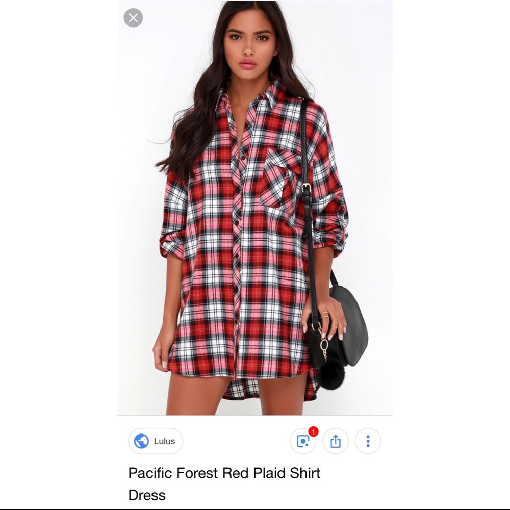 Lulu’s large oversized plaid shirt dress